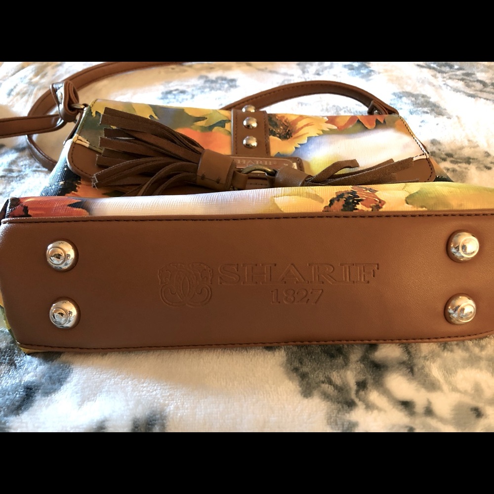 Crossbody sunflowers leather purse